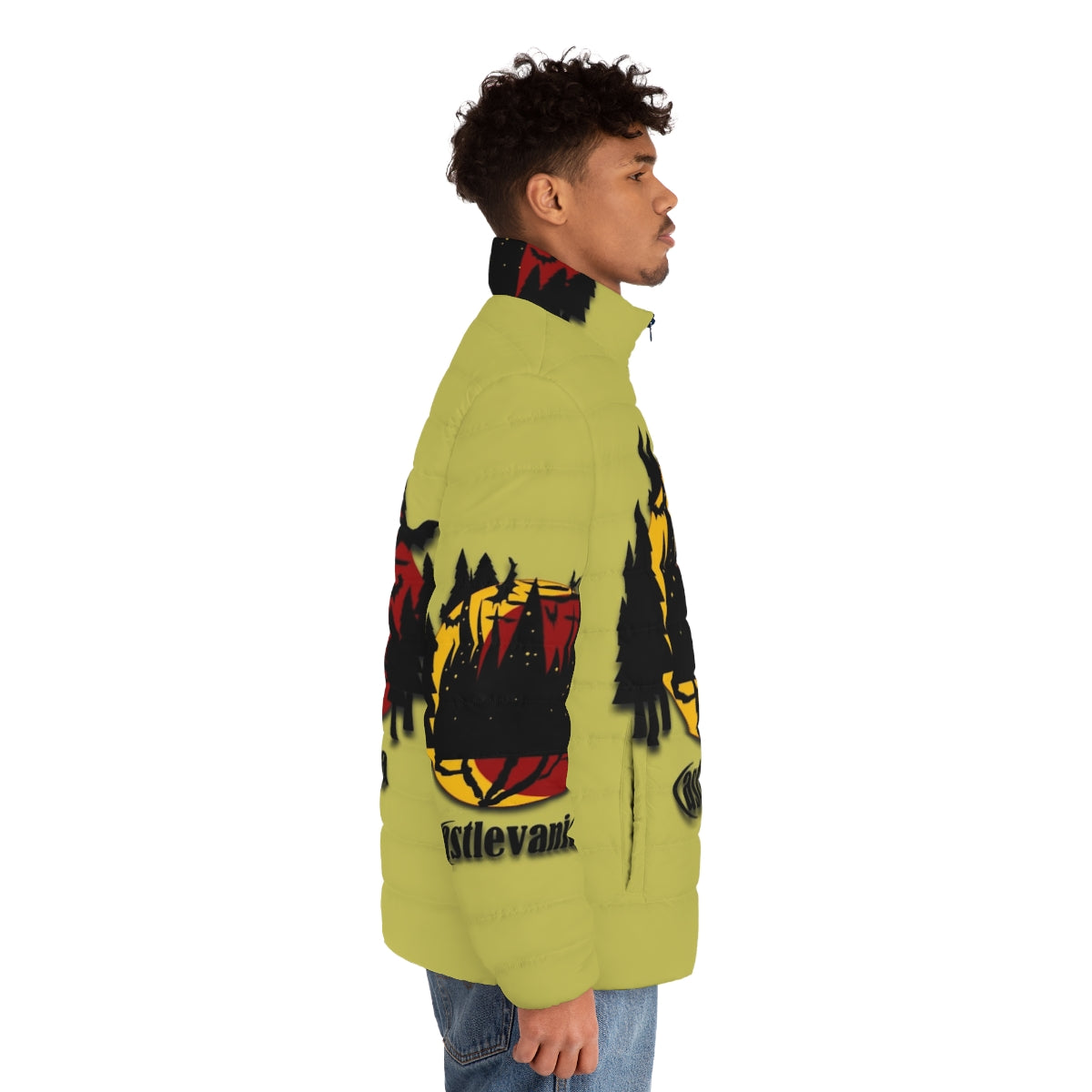 Castlevania Puffer Jacket with Anime Inspired Design - men side right