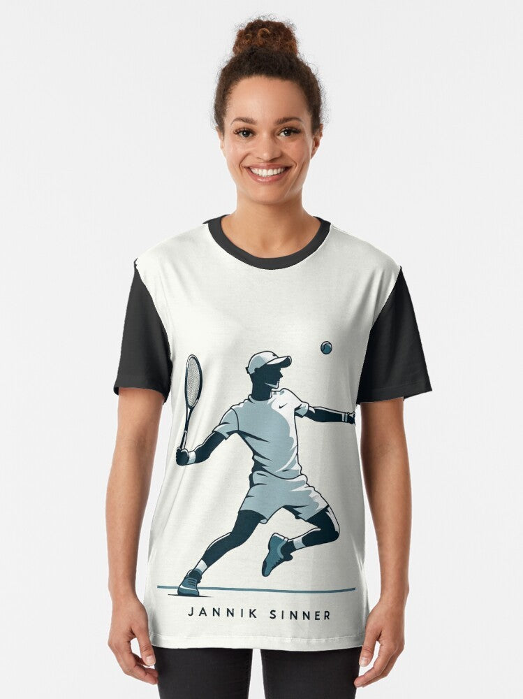 Jannik Sinner Tennis Graphic T-Shirt featuring the Italian tennis player and ATP star - Women