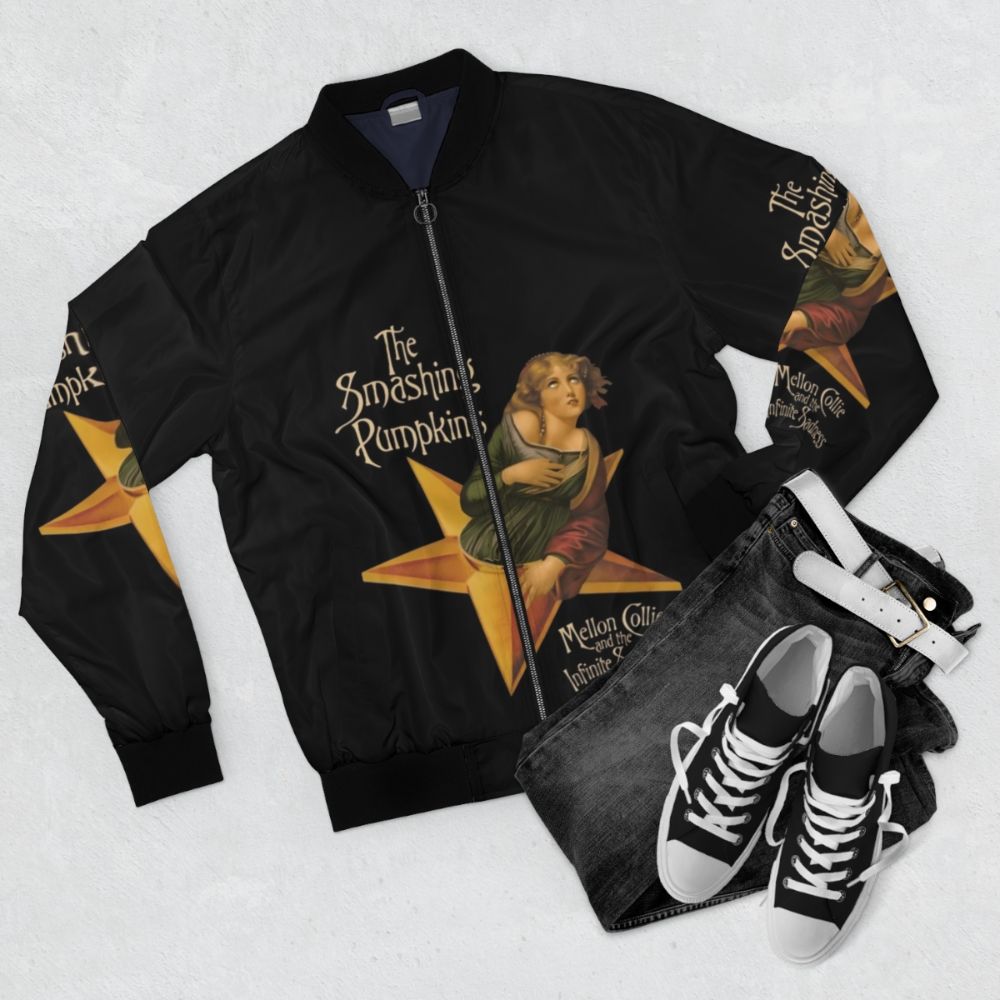 The Smashing Pumpkins band logo bomber jacket - Flat lay