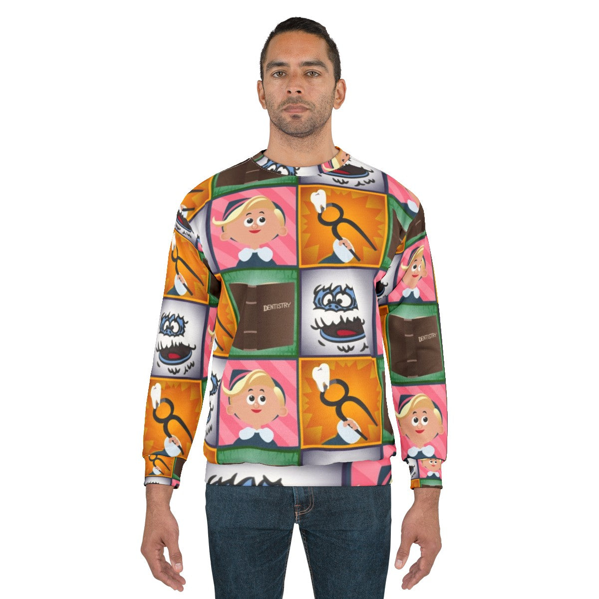 Hermey Square Christmas Sweatshirt with Rudolph the Red-Nosed Reindeer Inspired Design - men