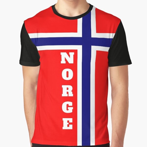 T-shirt featuring the Norwegian flag design, perfect for Norway national team supporters