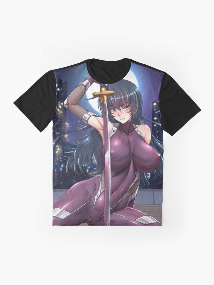 Taimanin Asagi anime inspired graphic t-shirt featuring the character Asagi - Flat lay