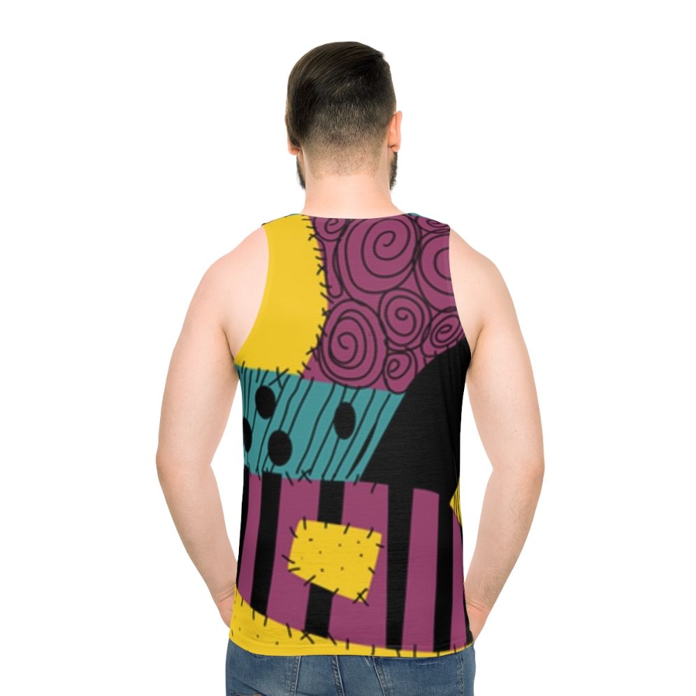 Sally Patchwork Unisex Nightmare Before Christmas Tank Top - men back