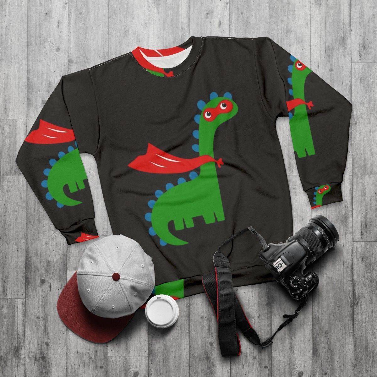 Dinosaur Superhero Sweatshirt for Kids - flat lay