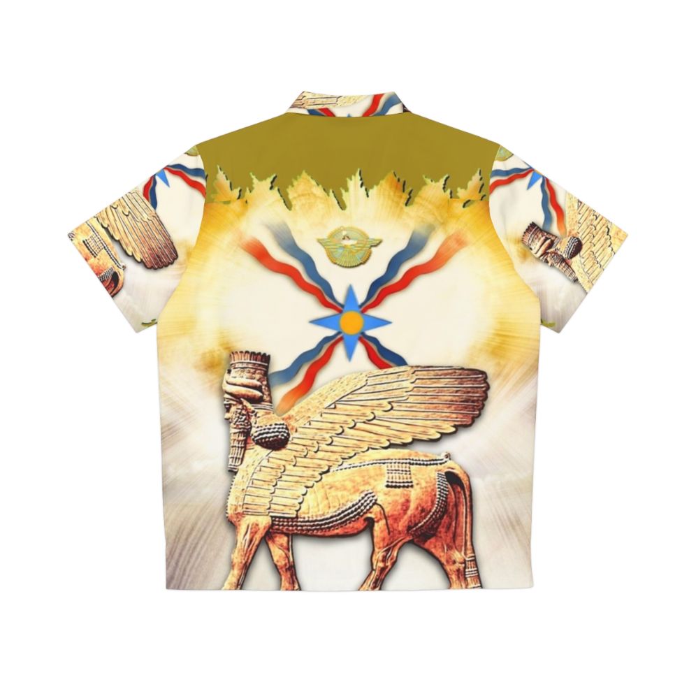 Assyrian Hawaiian Shirt featuring Lamassu Winged Bull Design - Back