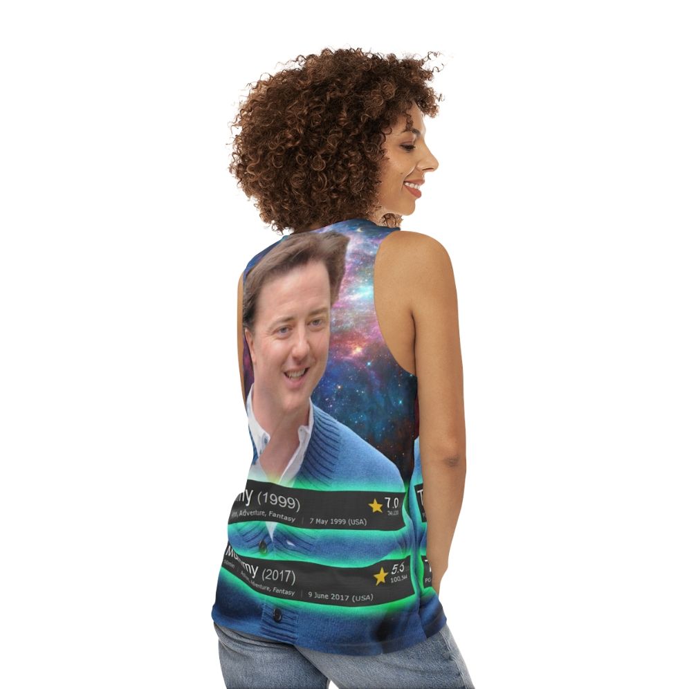 Unisex "The Mummy" inspired tank top featuring Brendan Fraser's face - women back