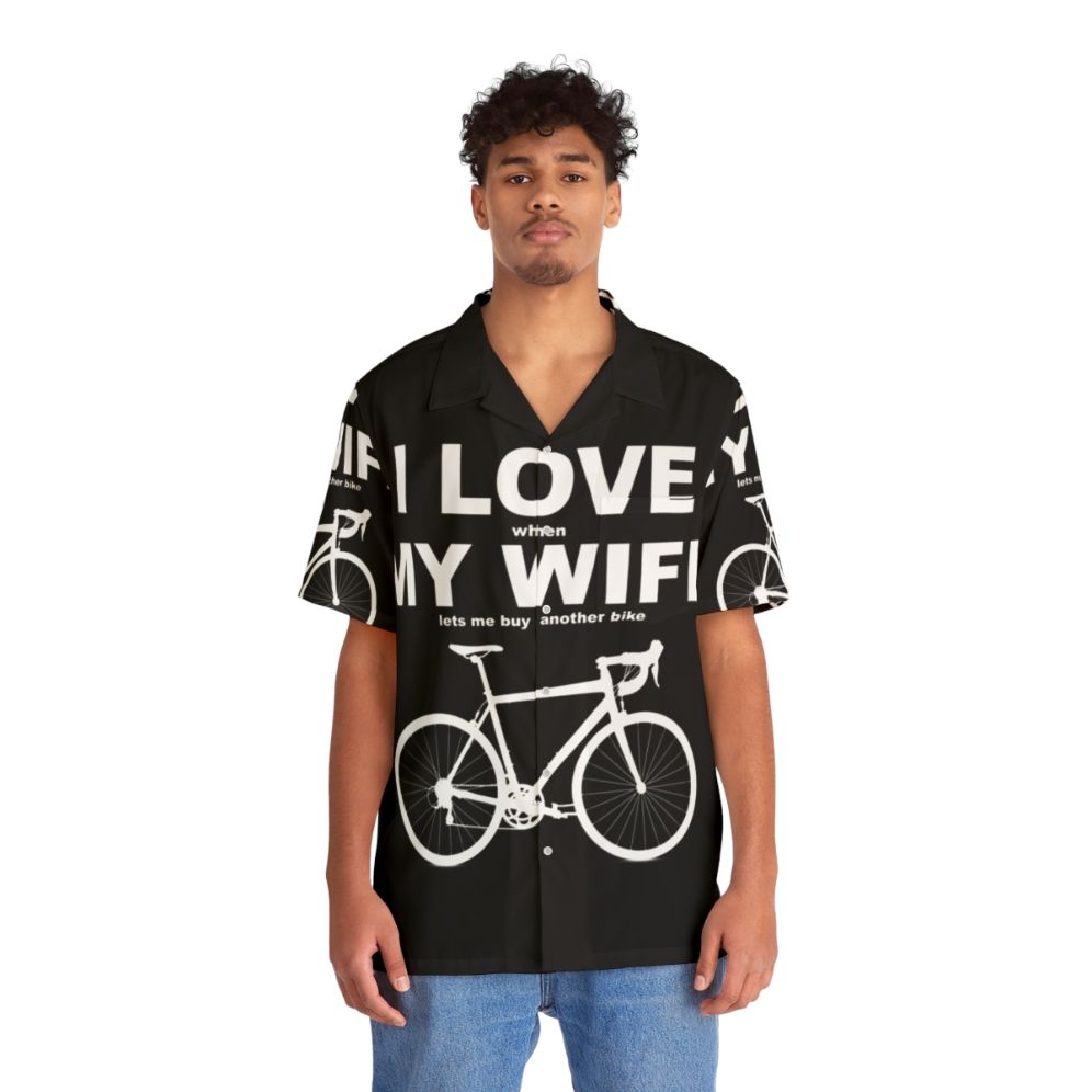 I Love My Wife Hawaiian Cycling Shirt with Biker Humor - People Front