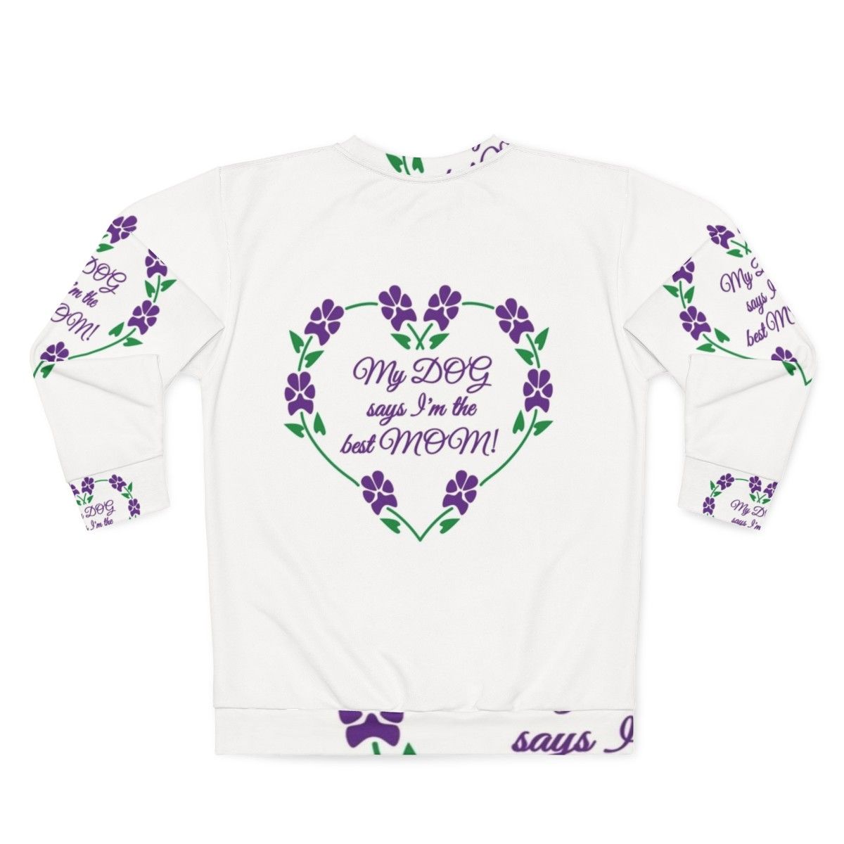 Dog Mom Sweatshirt with Pawprint Floral Design - Back