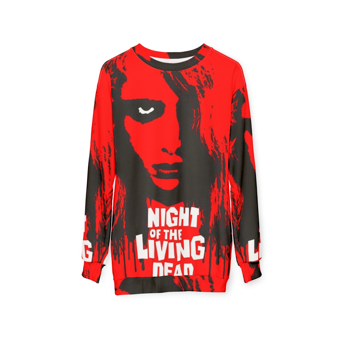 Night of the Living Dead Sweatshirt featuring a zombie graphic - hanging