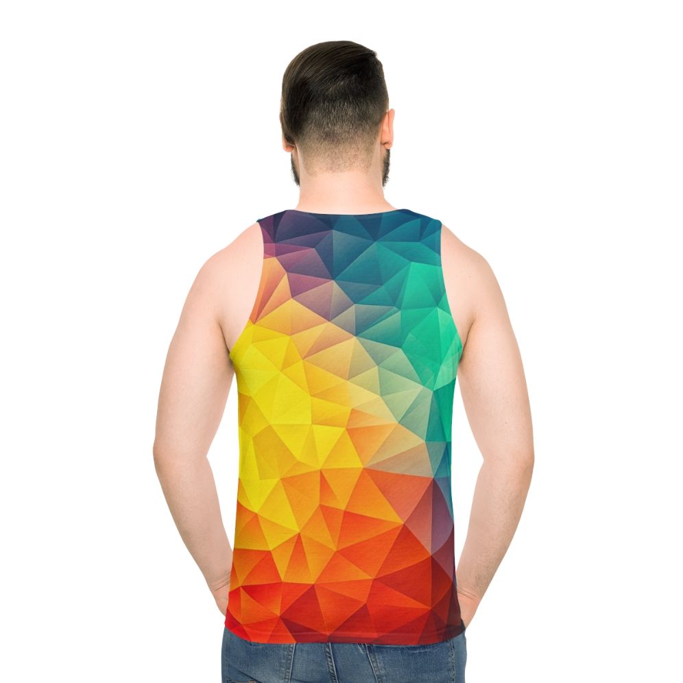 Colorful abstract geometric unisex tank top - men back