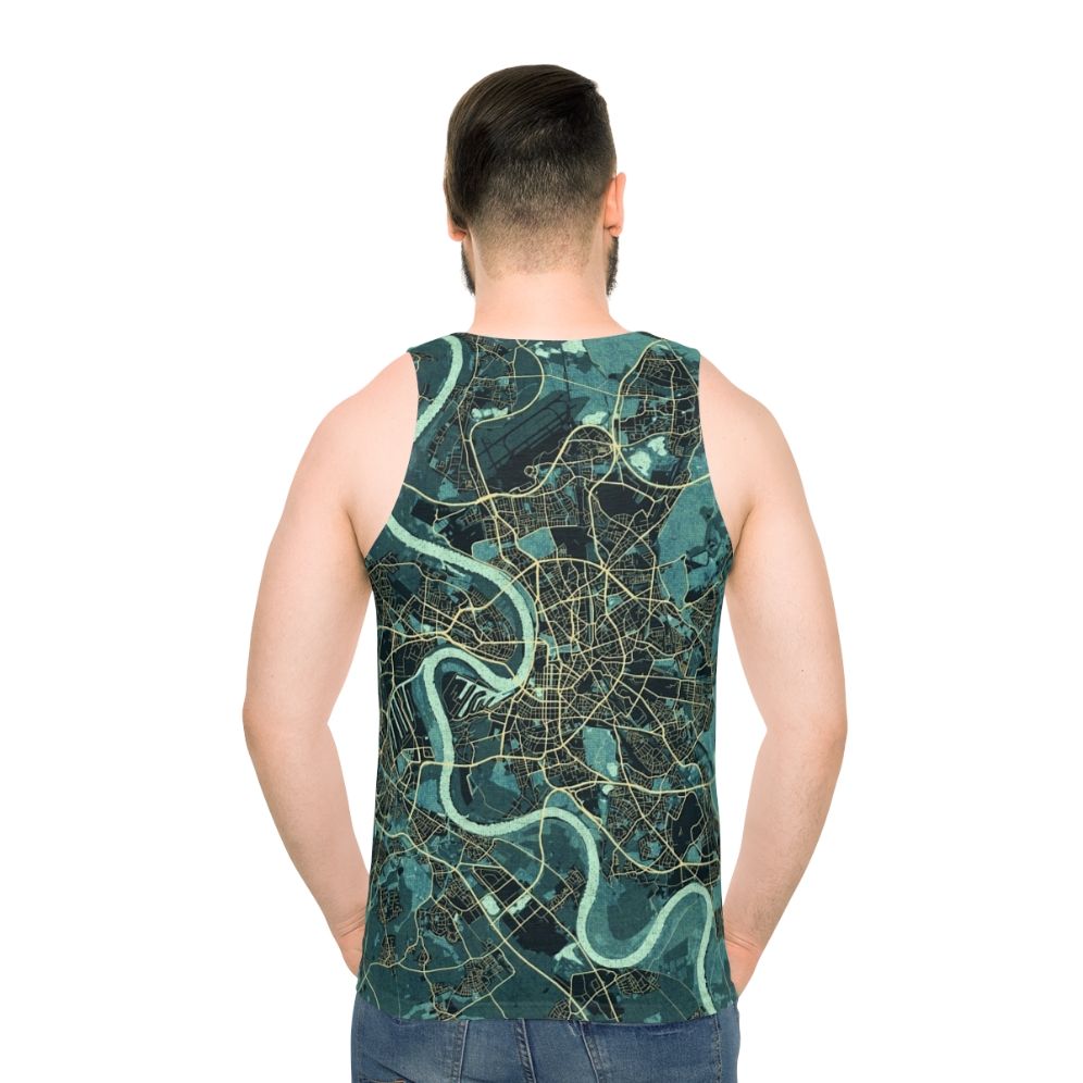 Dusseldorf city map of Germany summer unisex tank top - men back