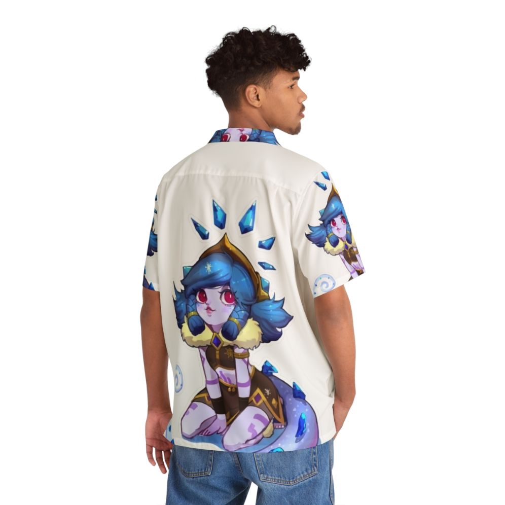 Adorable Neeko from League of Legends wearing a Winter Wonderland Hawaiian shirt - People Back