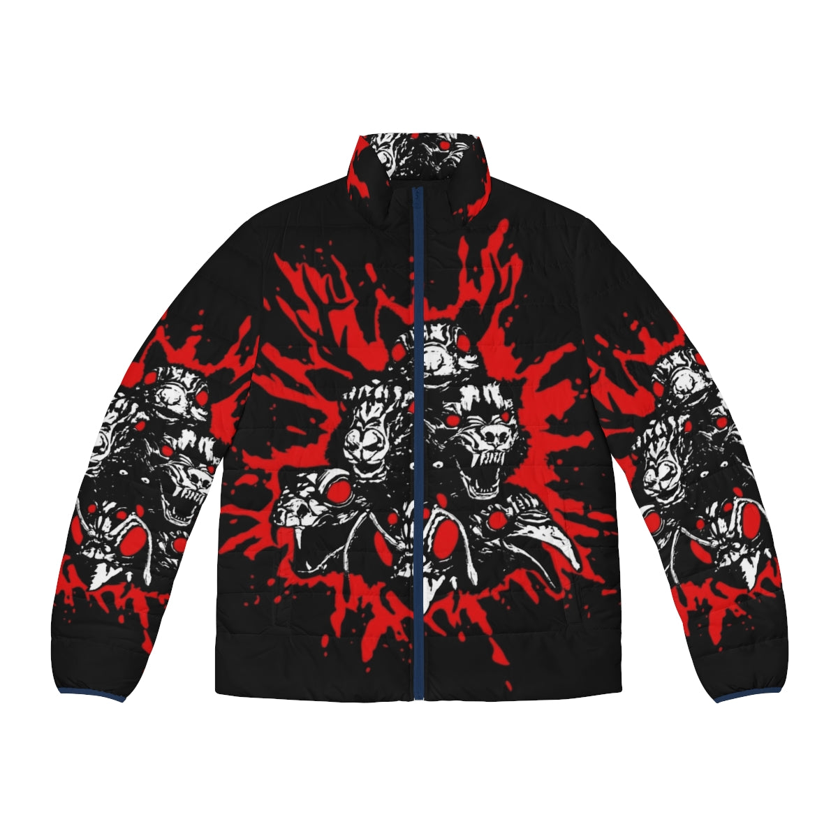 Blood Totems Puffer Jacket featuring horror-inspired designs