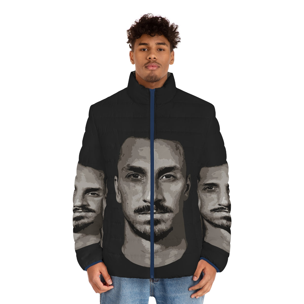 Zlatan Ibrahimovic puffer jacket with sketch design - men front