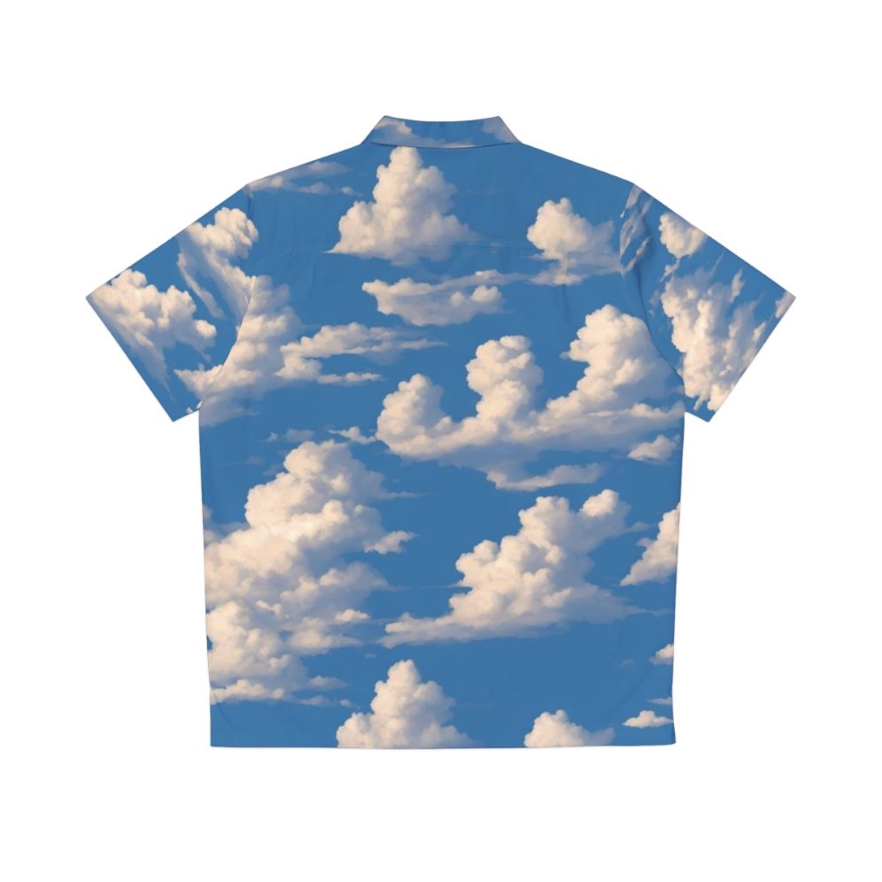 Cloudy Sky Hawaiian Shirt with Vibrant Nature Inspired Print - Back