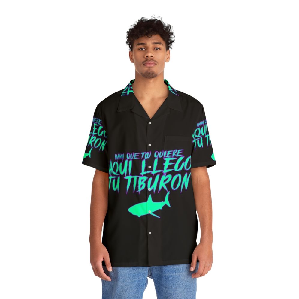 Tropical Hawaiian Shirt with Bad Bunny Inspired Design - People Front