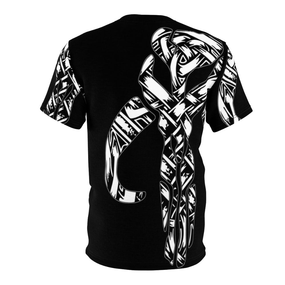 Skandilorian-inspired Mandalorian-style t-shirt featuring a mythosaur skull design - Back