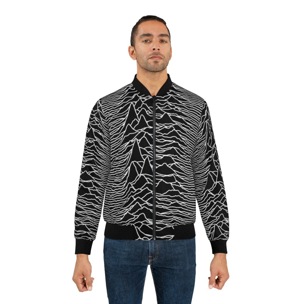 Joy Division "Unknown Pleasures" Abstract Art Bomber Jacket - Lifestyle