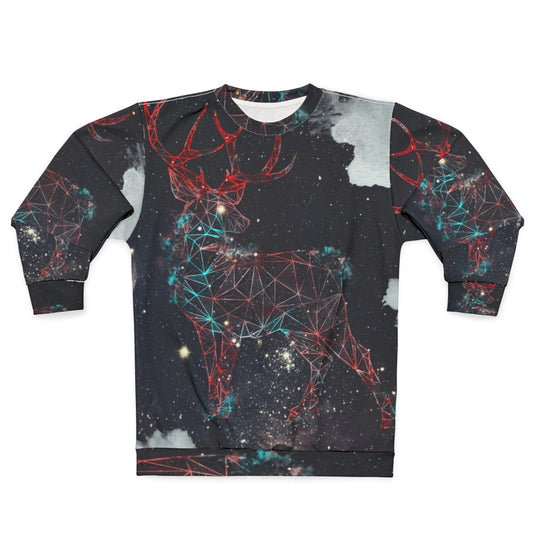 Celestial deer graphic on a cozy sweatshirt