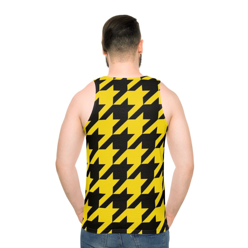 Unisex houndstooth black and yellow tank top - men back