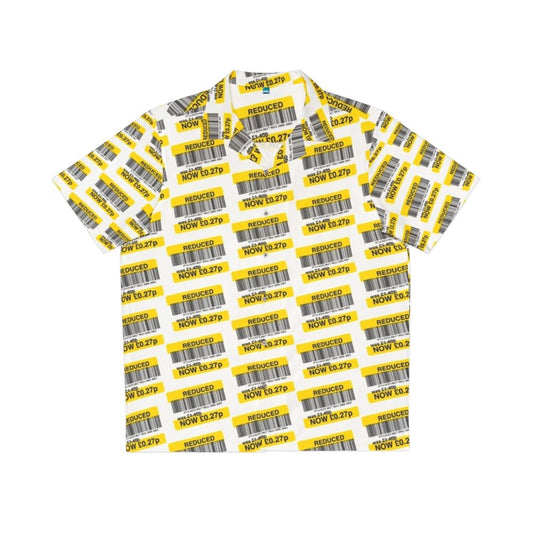 Bright yellow Hawaiian-style shirt with colorful floral pattern