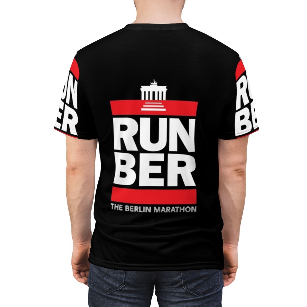 Premium quality AOP t-shirt featuring the Berlin Marathon design - men back