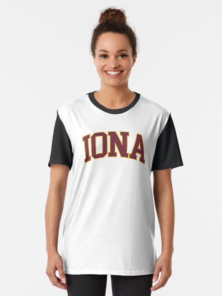 Iona College Font Curved Graphic T-Shirt - Women