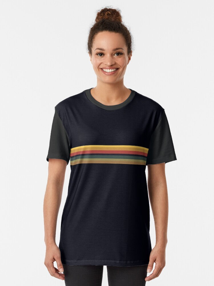 Jodie Whittaker as the 13th Doctor in a rainbow-striped graphic t-shirt - Women