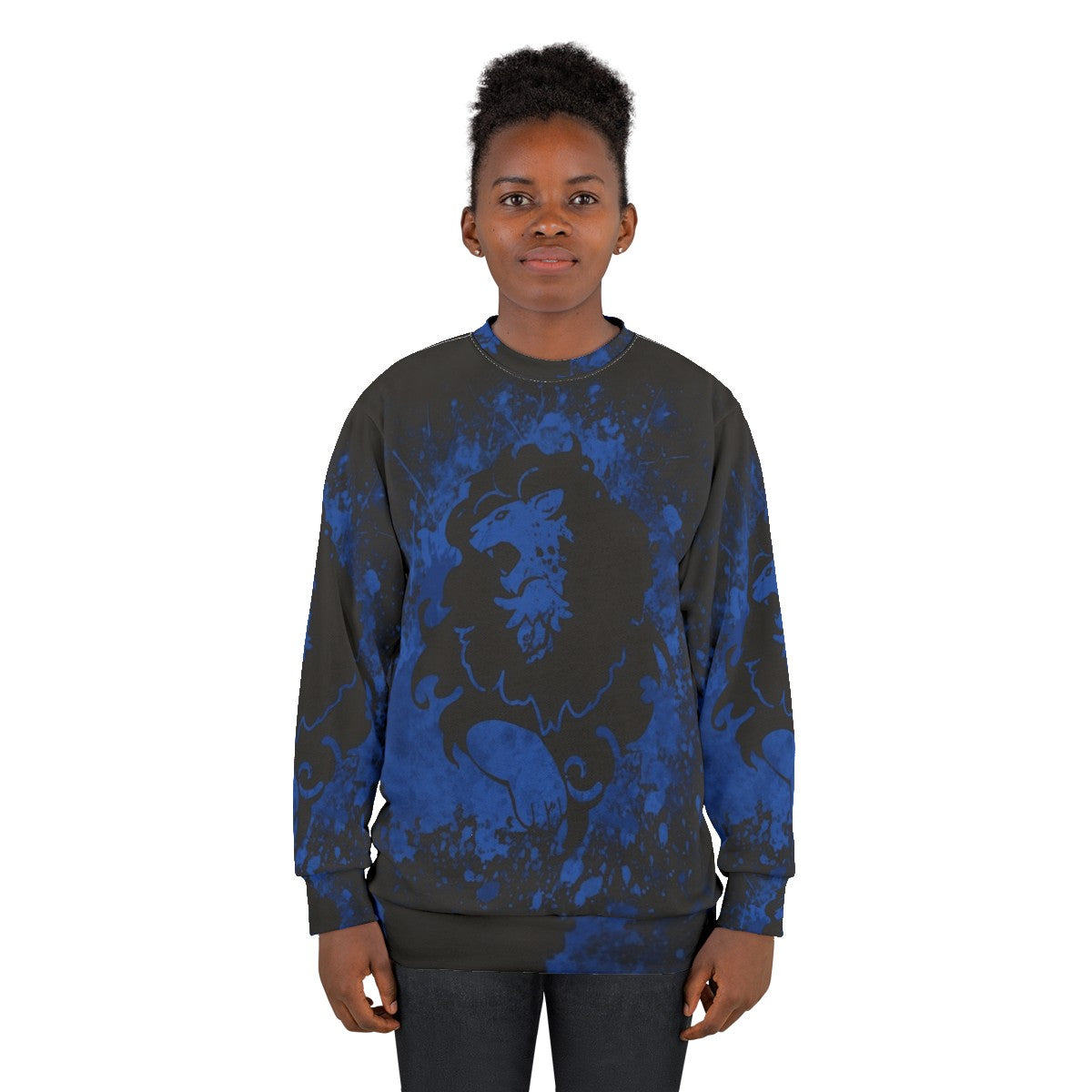 Blue Lion Splatter Fire Emblem Themed Sweatshirt - women