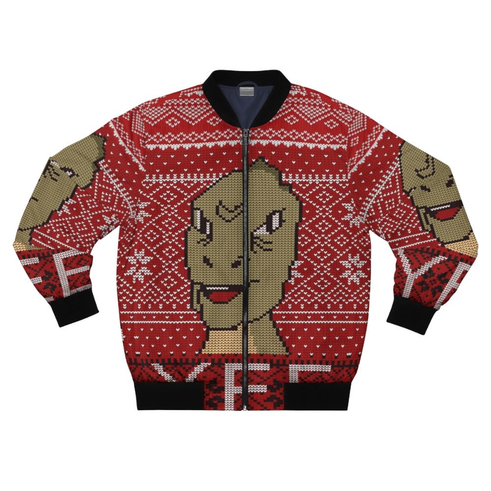 Yee Ugly Christmas Sweater 2019 Bomber Jacket featuring a dino meme design