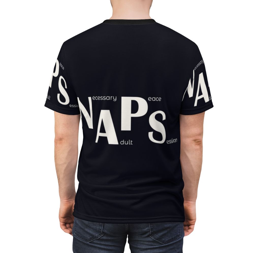 Adult T-Shirt with napping hobby design - "Naps Necessary" - men back