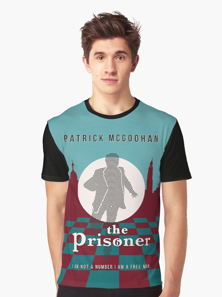 The Prisoner TV Show Retro Graphic T-Shirt with Patrick McGoohan as Number 6 - Men