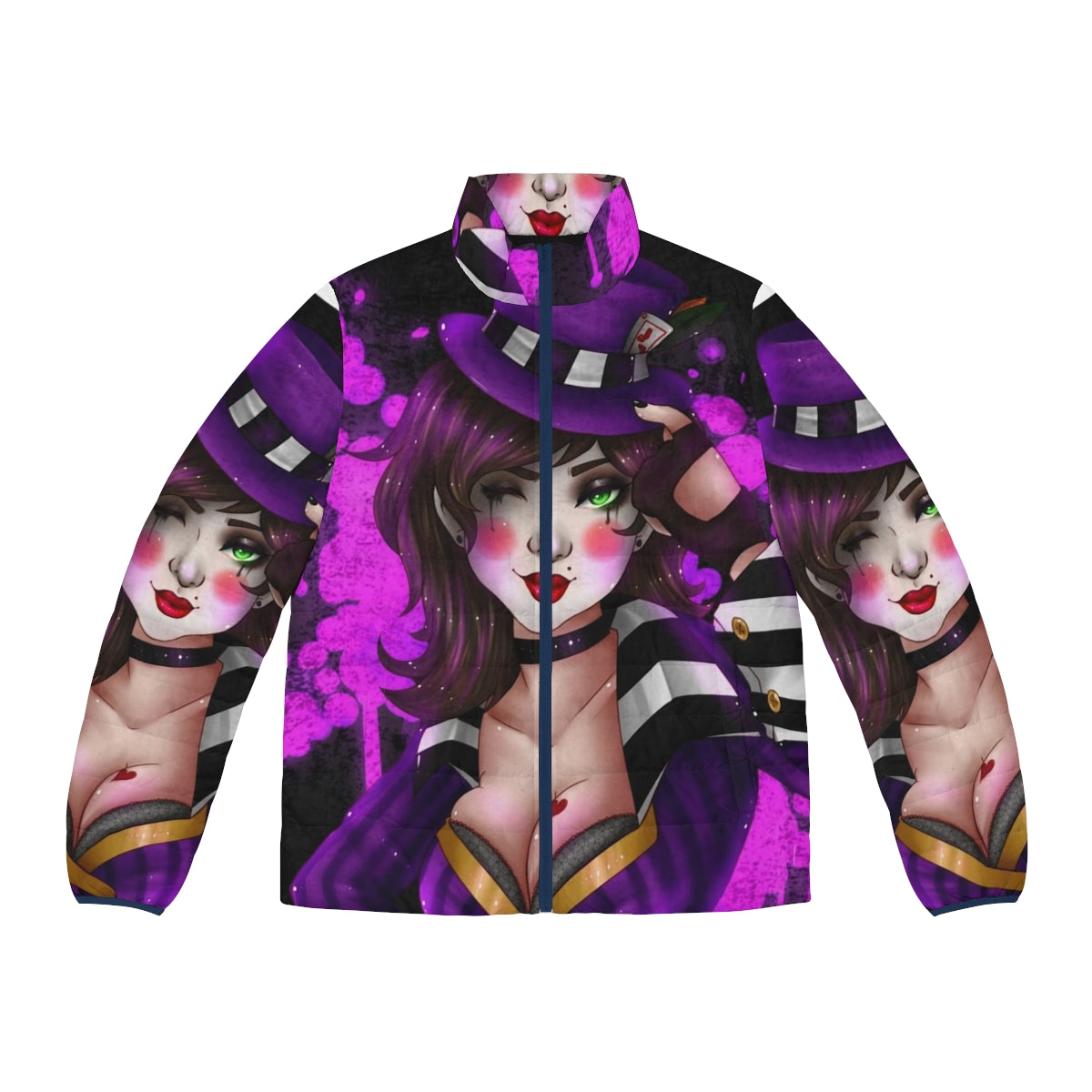 Miss Moxxi Borderlands inspired puffer jacket with black and purple color scheme