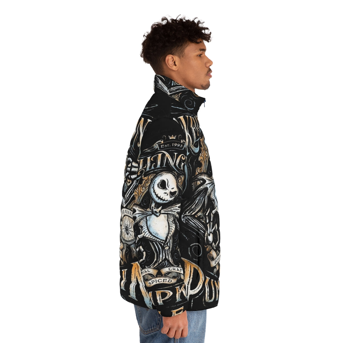 Jack Skellington Pumpkin King Puffer Jacket - men side right