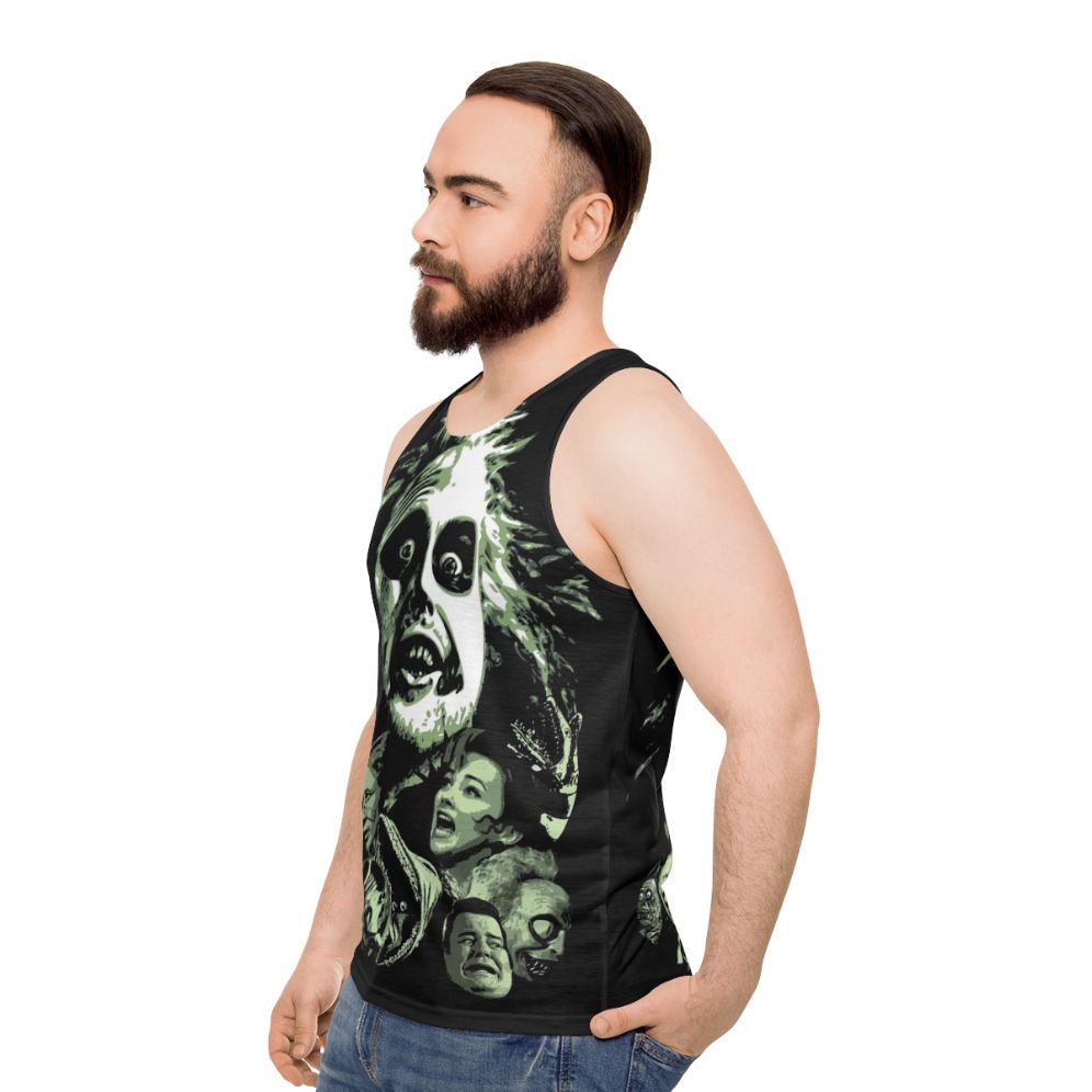 Beetlejuice unisex tank top featuring the iconic movie character - men side