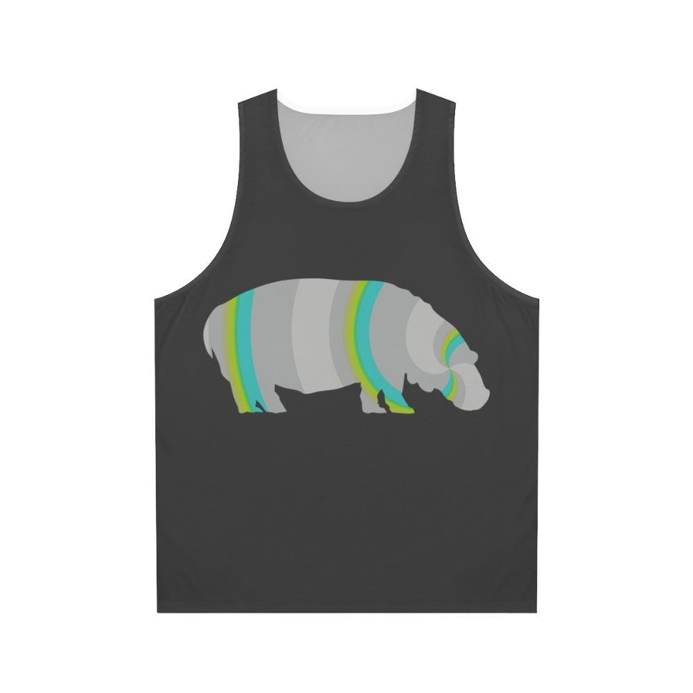 Legendary hippo unisex tank top with colorful animal art design