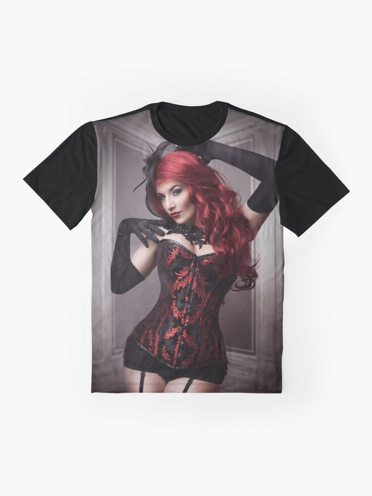 Diva graphic t-shirt for women featuring a gothic, goth, and red-haired design - Flat lay