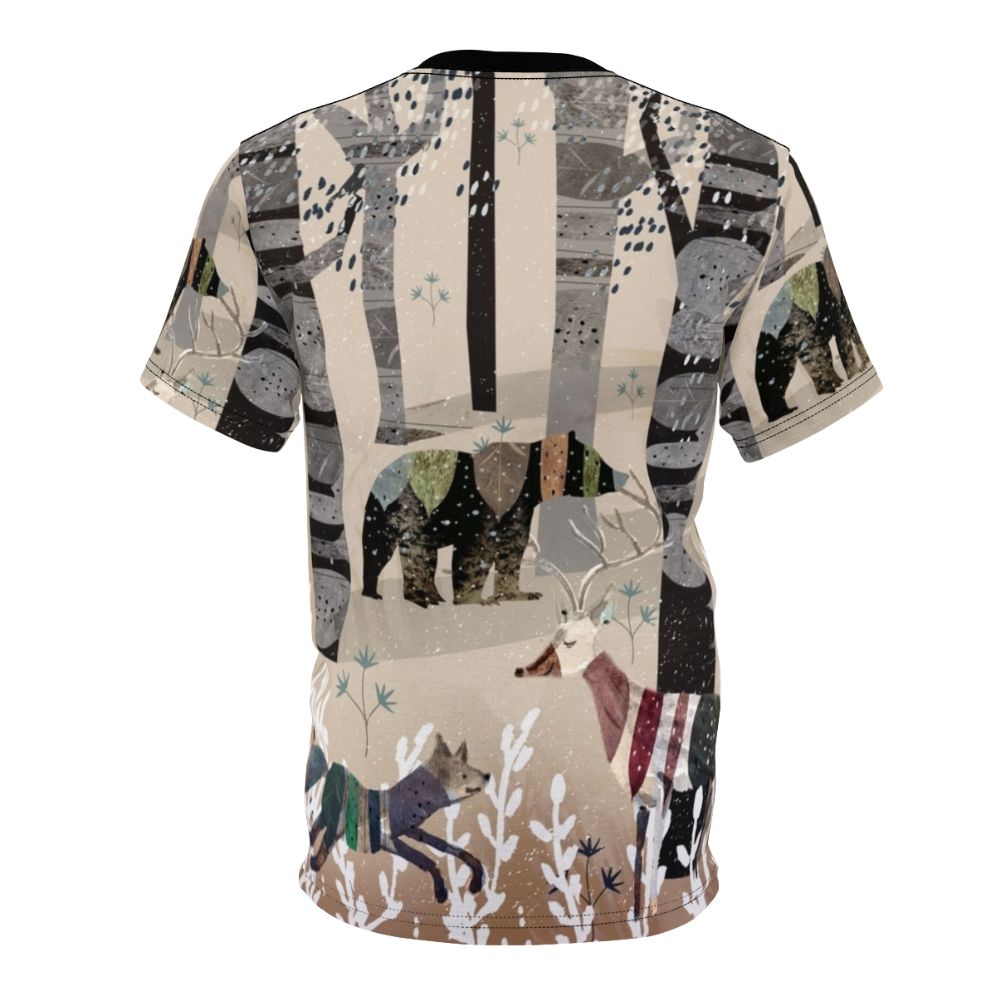 Whimsical forest animals watercolor illustration on a t-shirt - Back