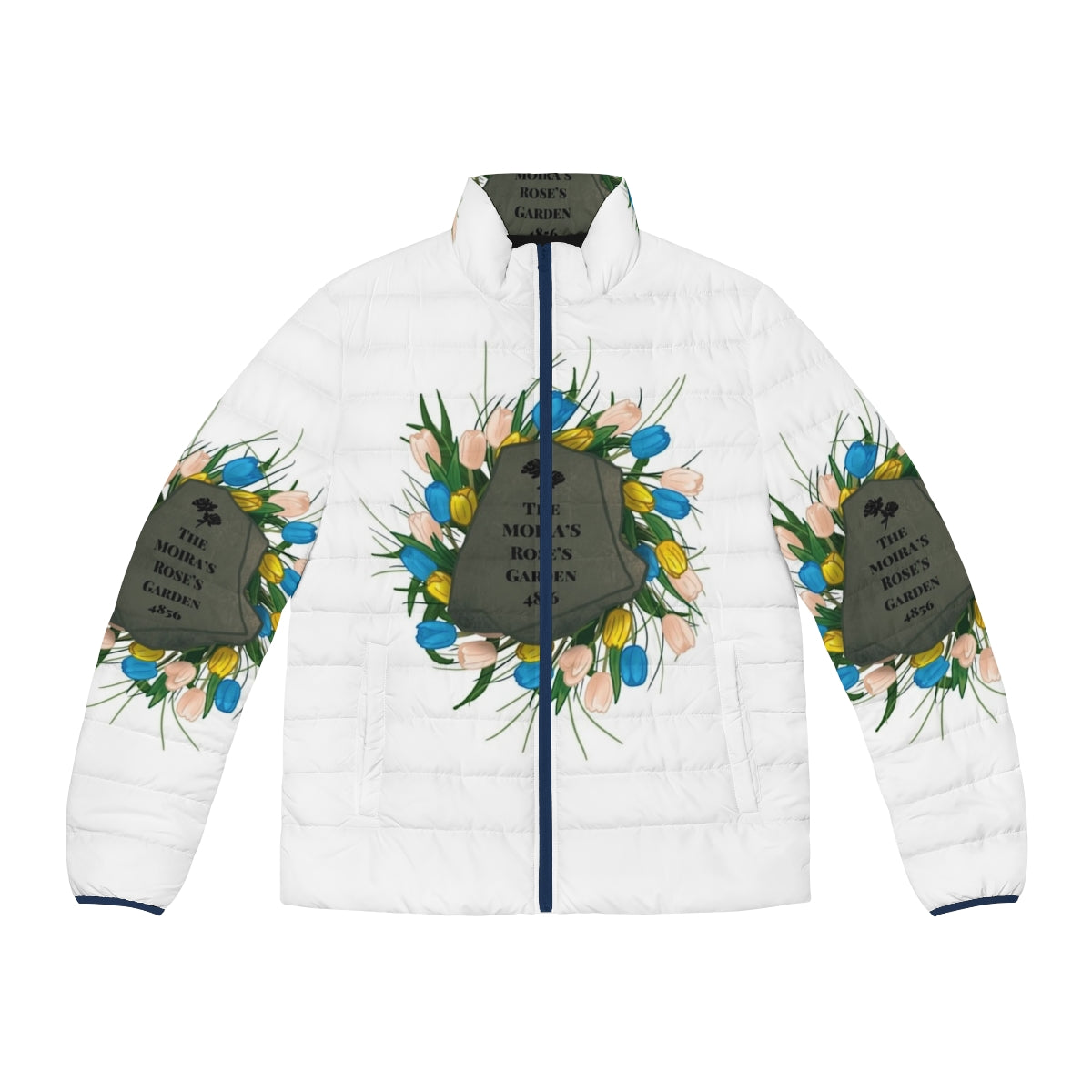 Moira Rose puffer jacket with floral garden design, Schitt's Creek fan art