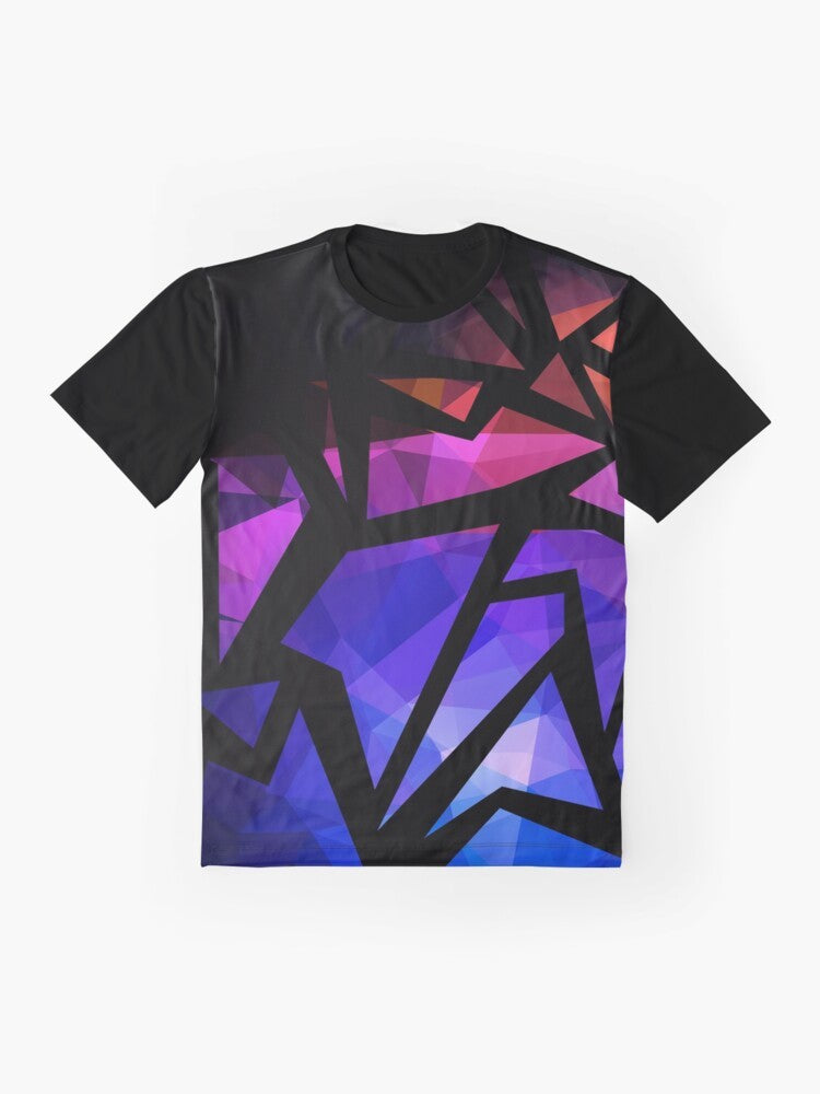 Abstract geometric polygon and triangle design on a graphic t-shirt - Flat lay