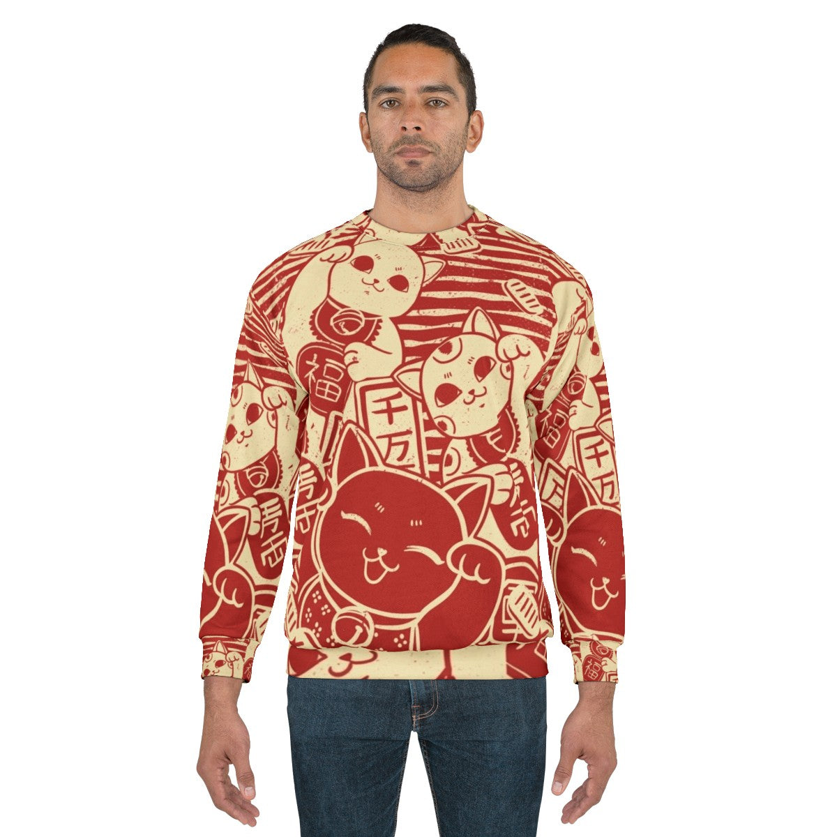 Maneki Neko Japanese Lucky Cat Sweatshirt - men