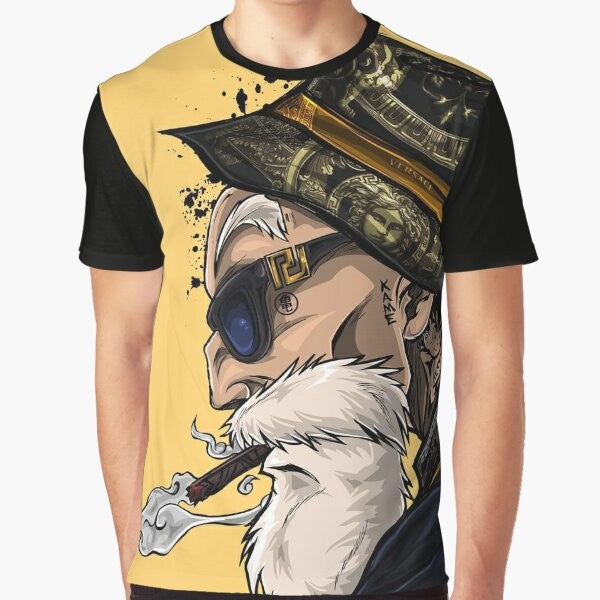 Master Roshi from the anime Dragonball Z featured on a graphic t-shirt