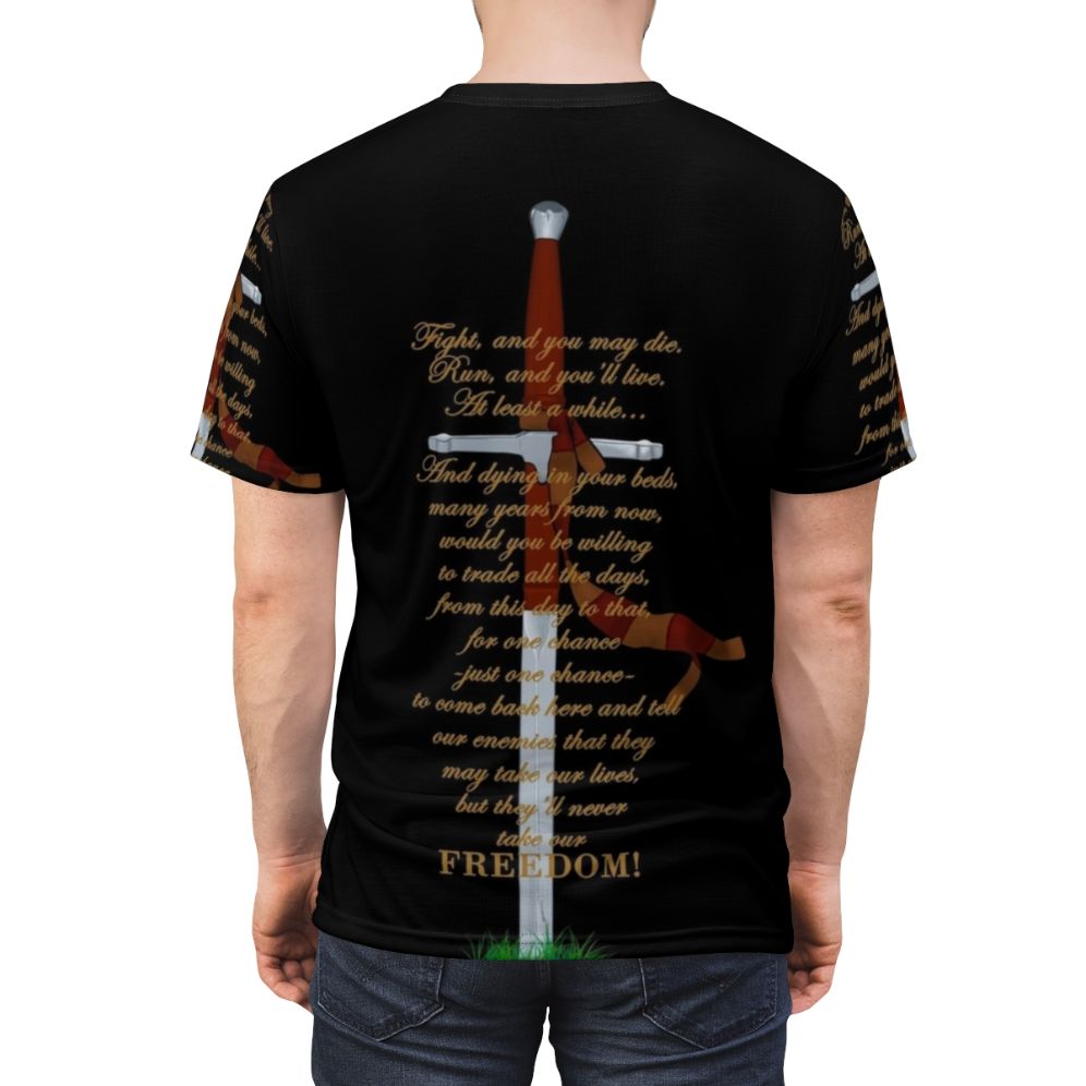 Braveheart-inspired retro t-shirt featuring a sword and the name "William Wallace" - men back