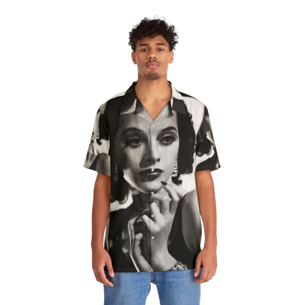 Vintage Hedy Lamarr Hawaiian Shirt - Portrait of Classic Hollywood Actress - People Front