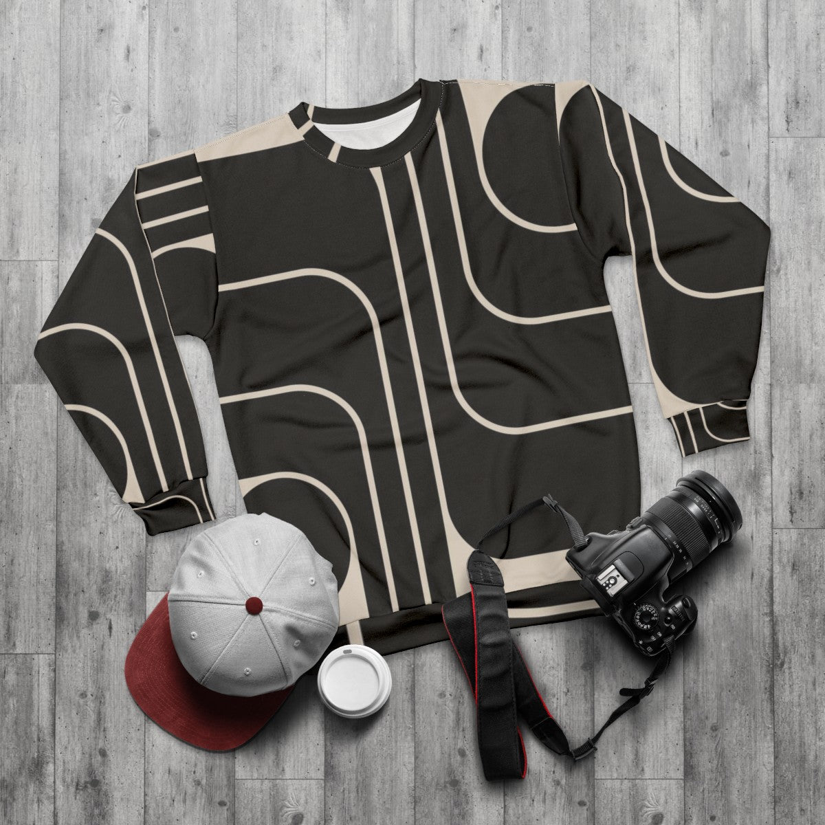 Retro geometric design 653 sweatshirt - flat lay