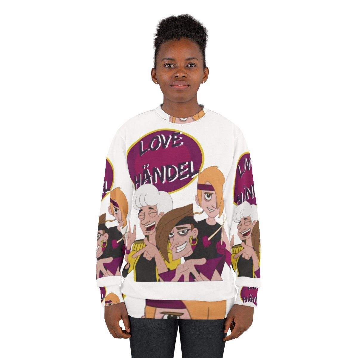 Love Handel Phineas and Ferb 80s Band Cartoon Sweatshirt - women