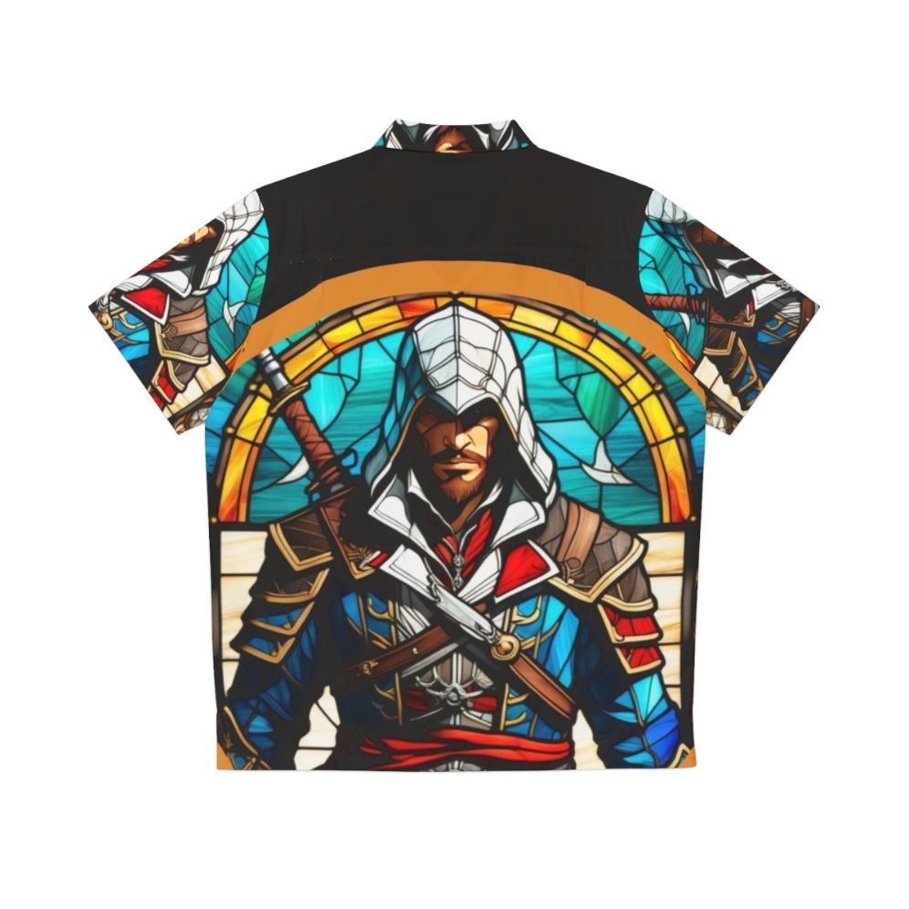 Assassins Creed Edward Kenway Stained Glass Hawaiian Shirt - Back