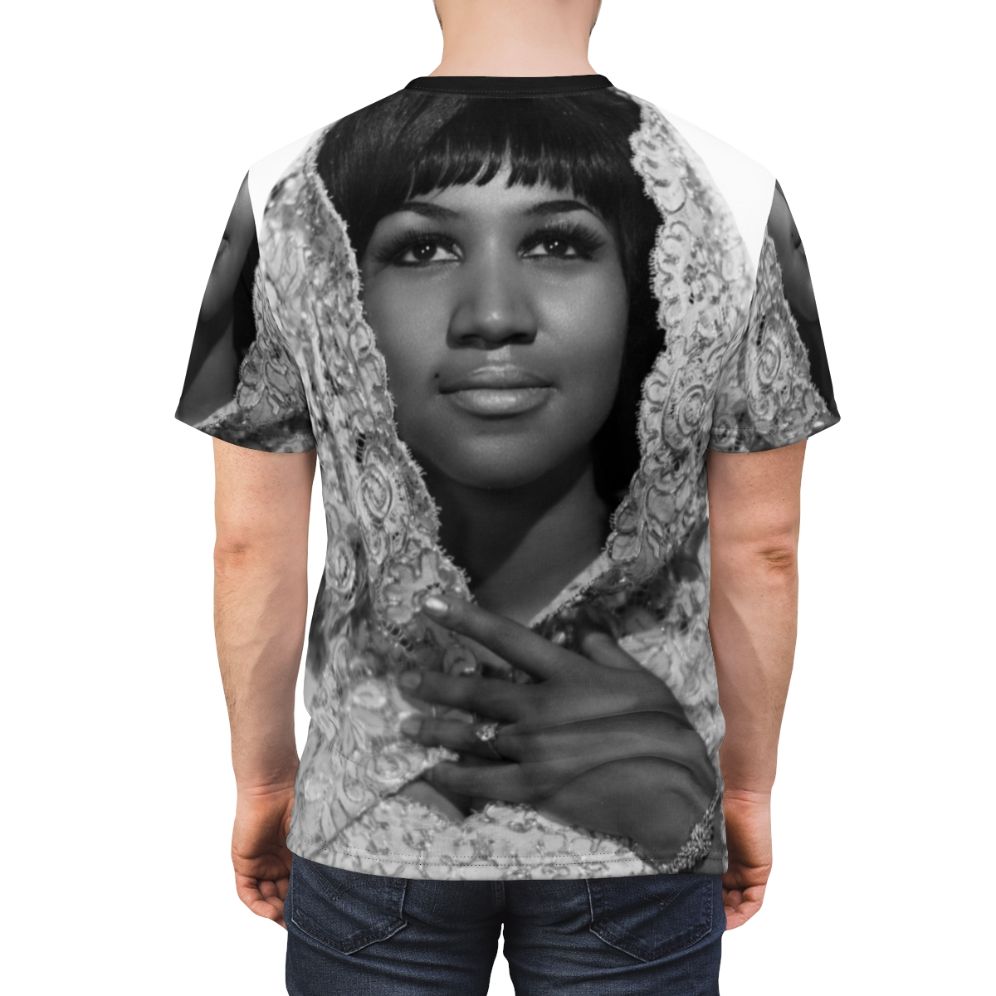 Aretha Franklin inspired soul music t-shirt featuring the "Queen of Soul" - men back