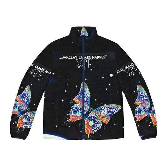 Barclay James Harvest vintage puffer jacket with 1970s progressive rock album art