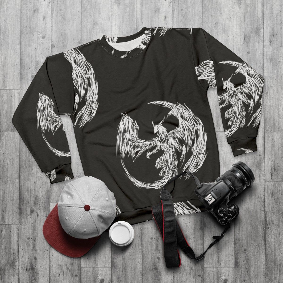 Mystic Lightning Dragon Sweatshirt featuring legendary animals - flat lay